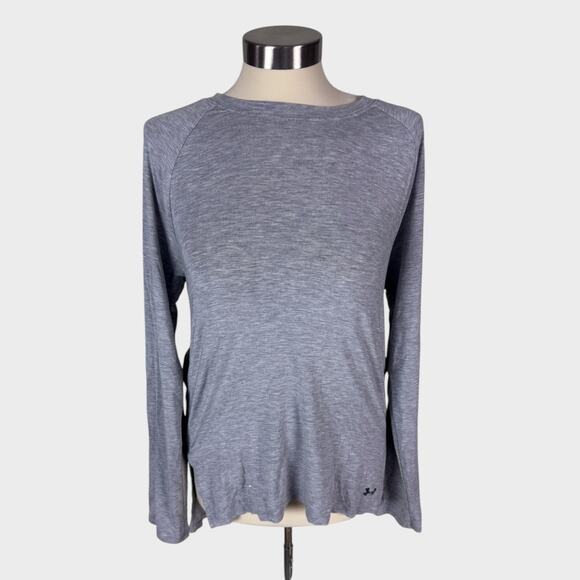 Under Armour Womens Small Gray Long Sleeve TShirt Back Slit Open - Picture 1 of 6